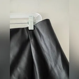 ASOS Black Faux Leather Mini Skirt Curved‎ Hem thumbnail 3