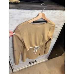 Princess Polly Womens Ribbed 2 Piece Set Tan Long Sleeve Mini Skirt Sz 8 thumbnail 7