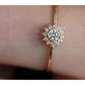 14k Gold Filled Micro Simulated Diamond Sunflower Ring‎ Size 7 thumbnail 11