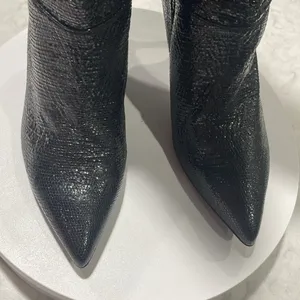New! All Saints Women's‎ Nori Shimmer Knee High Boots Leather Black Sz 7 $429 thumbnail 7
