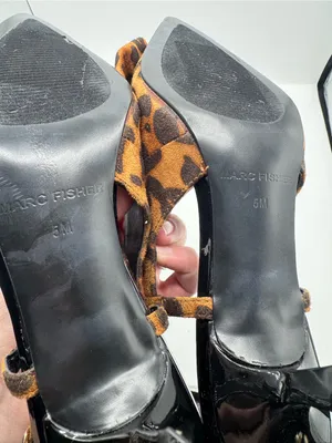 Marc Fisher Arzia2 Leopard Print Slingback Kitten Heels Dark Brown Size 5 office thumbnail 6