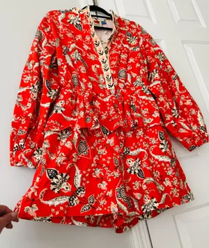 Farm Rio Button Front Balloon Sleeve Printed Romper, Size L thumbnail 10