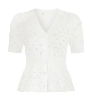 Love Shack Fancy Bella Poque coquette knit dainty cardigan top thumbnail 1