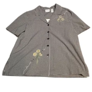 Vintage Alfred Dunner Gingham Embroidered Floral Bee Jacket Size 18 thumbnail 6