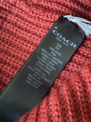 Coach Ribbed Wool Knit Beanie Hat, NWT, Rust thumbnail 7