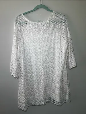 Brittany Black White Crochet Knit Oversized Tunic Top Size 2X thumbnail 4