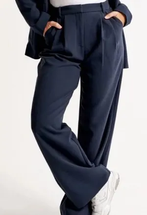 Abercrombie & Fitch Wide Leg Dress Pants XXL NWT Navy High Rise thumbnail 1