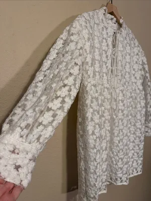 ZARA TEXTURED WEAVE MINI DRESS WHITE Size XS thumbnail 5