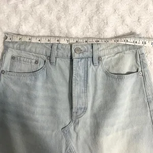Free People Light Wash Going Rogue Distressed Raw Hem Denim Mini Skirt 27 thumbnail 6