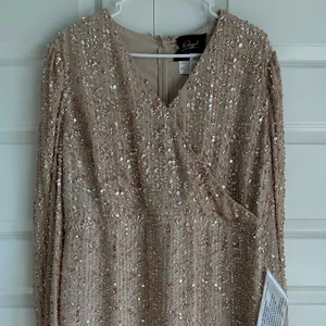 Mac Duggal Sequin Long‎ Puff Sleeve Cocktail Midi thumbnail 5