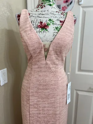 NWT Jovani 45811 Glitter Plunging V-Neck Mermaid Prom Gown Rose Gold Size 2 thumbnail 3