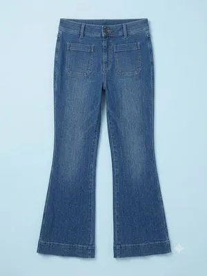 Spanx Flare Jeans Womens XL Blue Retro Patch Pockets 20850R thumbnail 3