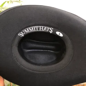 Summit Hats Black Leather Suede Wool Felt Cowboy Cowgirl Hat Cap Size L thumbnail 6