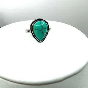 Green/blue teardrop silver tone ring Green thumbnail 8
