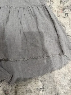 Mystree Soft Light Gray Gauze Tiered Blouse thumbnail 3