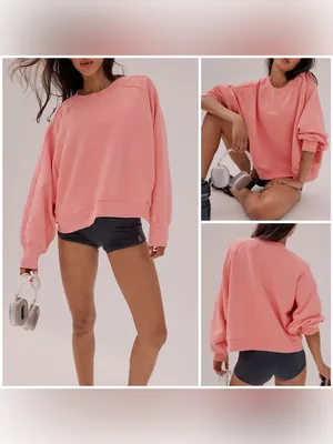 NWT Free People FP Movement Trackline Crew - Taffy Pink Coral - Large thumbnail 2