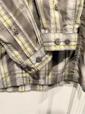 L.L. Bean Size S Green Gray Plaid Vented Nylon Hiking Trail Shirt Secure Pocket thumbnail 5