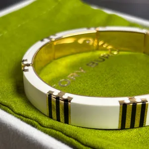Tory Burch Gold and Ivory Enamel Bracelet thumbnail 9