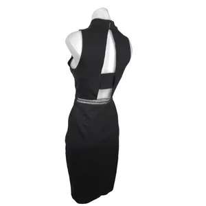 Gianni Bini Black Sleeveless Cut Out Open Back Chocker Pencil Mini Dress Size M thumbnail 2