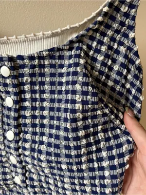 Mainstream Vintage One-Piece Navy and White Gingham Swimsuit thumbnail 2
