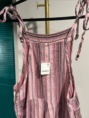 Free People Freya Stripe Overalls. NWT. Mauve combo thumbnail 12