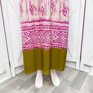 Loft Silk Ikat Tribal Print Maxi Dress Sundress Pink Cream Size‎ 2 thumbnail 8