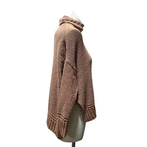 Aerie Sweater Womens Size M Brown Oversized Turtleneck Pullover Cozy Tunic thumbnail 5