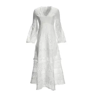 NWT Boston Proper White Lace Pom Pom Swiss Dot Maxi Dress‎ Large Bridal Cottage thumbnail 14