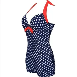 Women’s Swimsuit Bathers Halter Neck Boy Leg with Polka Dots Size 6-8 NEW thumbnail 2