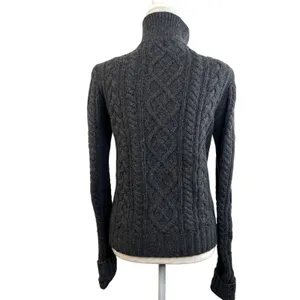 GAP Wool Cable Knit Cardigan Vintage Gray Y2K Dark Cottagecore thumbnail 10