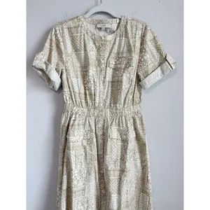 LOFT Tile Utility Midi Pocket Dress Khaki Tan Size 4‎ NEW thumbnail 6