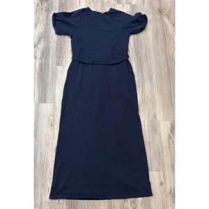 Tuckernuck Clarissa Navy Blue Cotton Knit Maxi Dress Short Sleeve Size‎ Small thumbnail 4