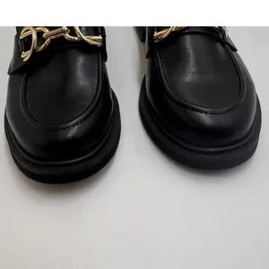 American Eagle Black Loafers Gold Horsebit Slip On Flats Womens 7 thumbnail 5