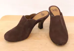 Sofft Suede Kitten Heel Mules Clogs Womens Size 7M‎ Brown Comfort Capsule Office thumbnail 1