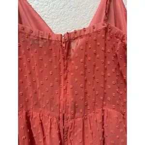 Francesca's Trixxi Womens Coral Swiss Dot Tired Mini Dress Spaghetti straps Sz M thumbnail 7