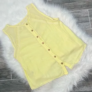 Free People Butter Yellow Sleeveless Button Down Blouse thumbnail 3