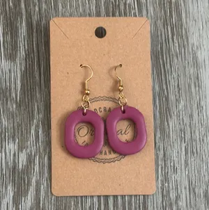 NWT Plum Polymer Clay Dangle Pierced Earrings Handmade thumbnail 4