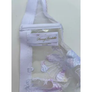 Honey Birdette Sheer Fleur Racerback Bralette Lace White Floral Embroidery M thumbnail 5
