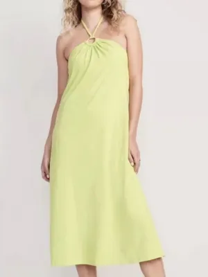NWT‎ Old Navy Neon Sleeveless Halter Tie Neck Open Back Midi Dress Large Tall thumbnail 7