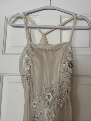 Scala Silk Beaded Cream Maxi Dress thumbnail 4