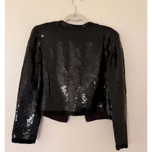 VTG Ann Taylor Silk Sequined Beaded Cropped Bolero Shoulder Pads Jacket S - Flaw thumbnail 3