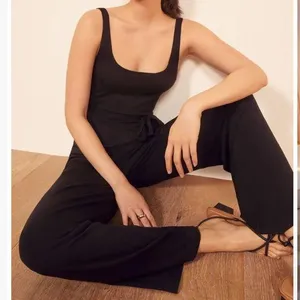 Reformation Jeans June Sleeveless Wide Leg Jumpsuit Black thumbnail 1