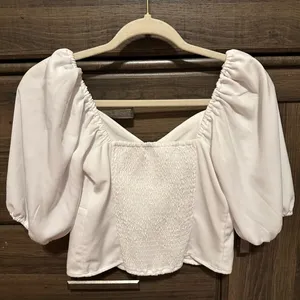 Abercrombie & Fitch White Puff Sleeve Square Neck Top thumbnail 3