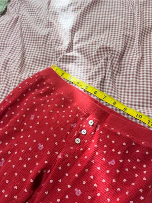 Y2K Victorias Secret Pink Red Heart-Print Long Sleeve Thermal Pajama Set thumbnail 8