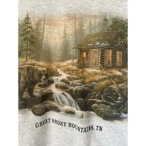 Vintage Jerzees Small T-Shirt Great Smoky Mountains, TN Gray Bear Womens Cotton thumbnail 11