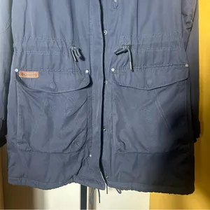 Columbia Women's Canyon Cross Jacket Parka Coat Blue Plaid‎ Hood Size Large thumbnail 3