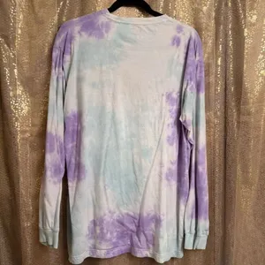 PINK Victorias Secret Purple Blue Tie Dye Campus Long Sleeve T Shirt Large thumbnail 2