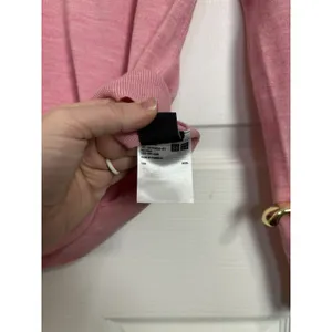 UniQlo 100% Wool Pink Lightweight V-Neck Pullover Sweater L Slim Fit Classic thumbnail 7