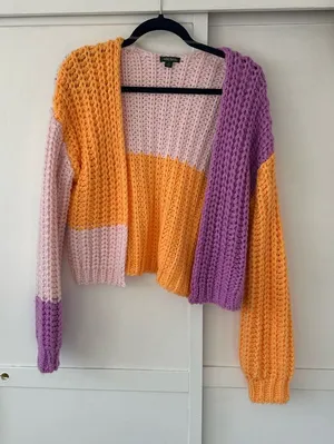Wild Fable • Women’s Size S Color Block Chunky Knit Cardigan • Colorful • Neon thumbnail 1