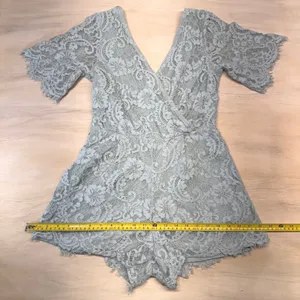 Altard State Sage Green Lace Romper Womens S Open Back Cottagecore Bridal Boho‎ thumbnail 12